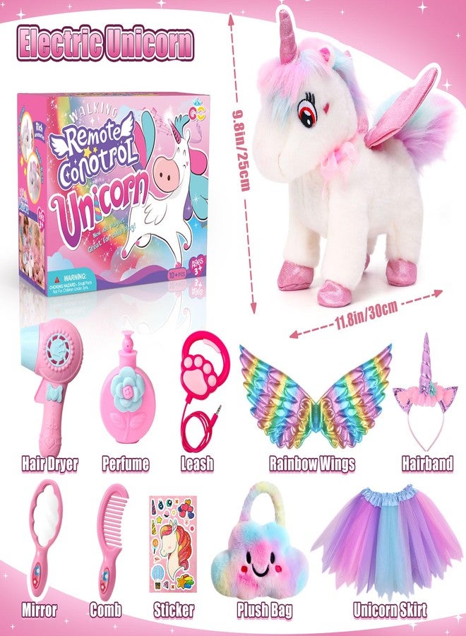 TUZT Walking Talking Remote Control Unicorn Toy for Girl Age 4-6, Electronic Interactive Plush Unicorn with Leash & Costume, Pretend Play Pet Care Toy Birthday Gift for Toddler Kid Girl Age 3 4 5 6 7 - Image 2
